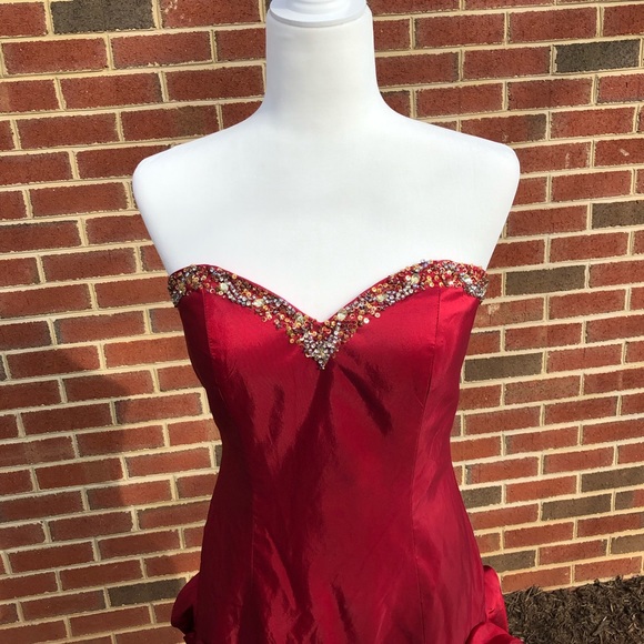 Jovani Strapless Rosette Prom Dress - Picture 3 of 4